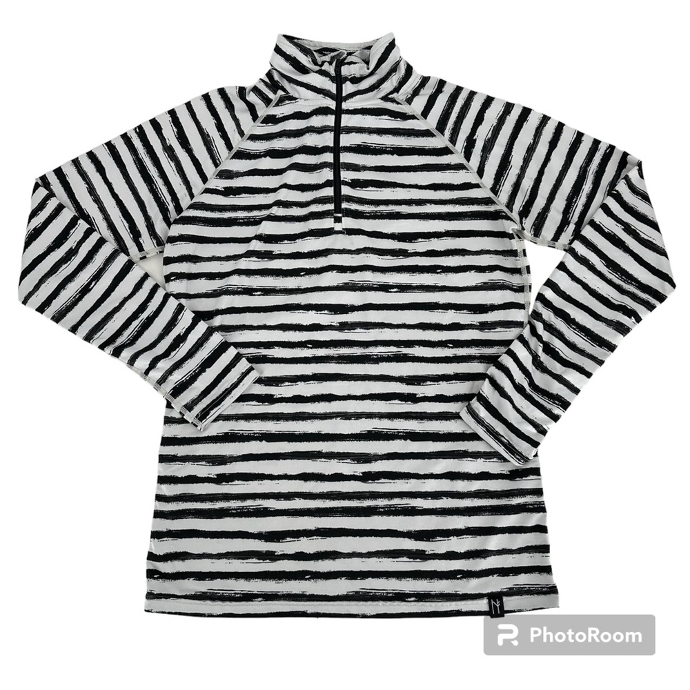 Black and White Long Sleeve Striped Hoodie